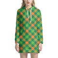St. Patrick's Day Buffalo Pattern Print Pullover Hoodie Dress