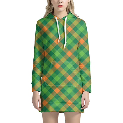 St. Patrick's Day Buffalo Pattern Print Hoodie Dress