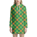 St. Patrick's Day Buffalo Pattern Print Hoodie Dress