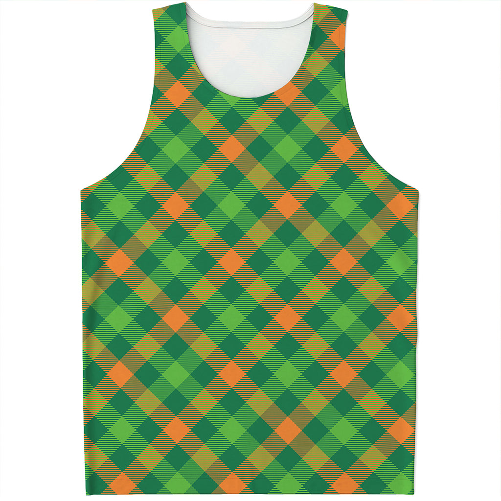 St. Patrick's Day Buffalo Pattern Print Men's Tank Top