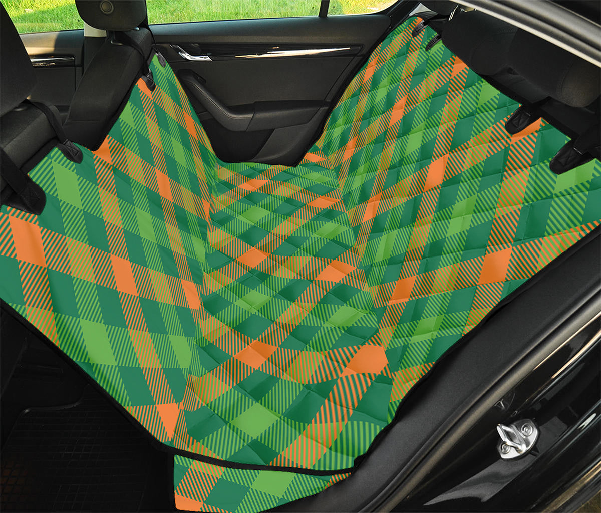 St. Patrick's Day Buffalo Pattern Print Pet Car Back Seat Cover