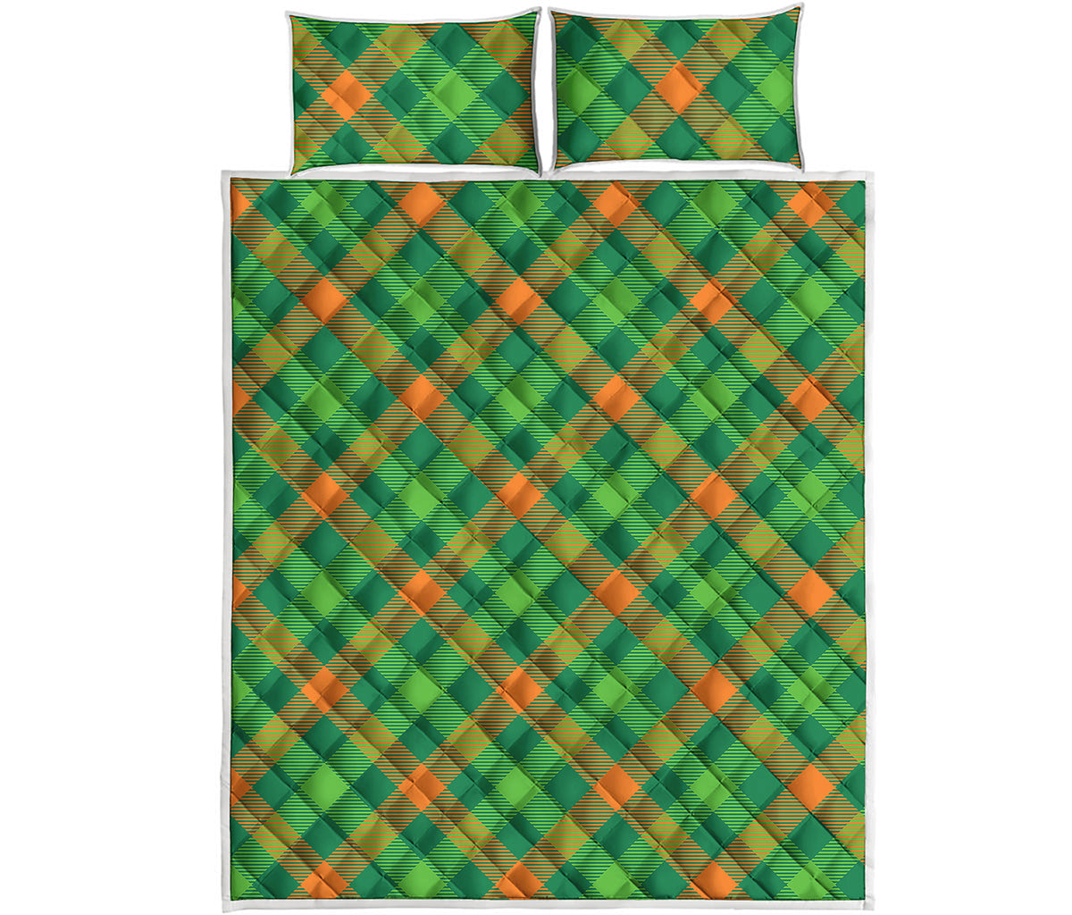 St. Patrick's Day Buffalo Pattern Print Quilt Bed Set