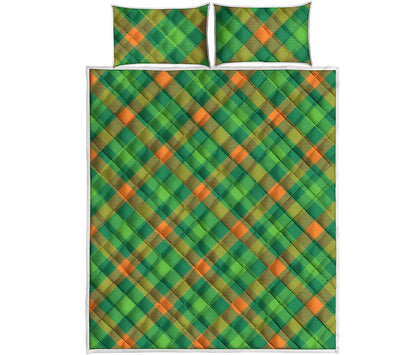 St. Patrick's Day Buffalo Pattern Print Quilt Bed Set
