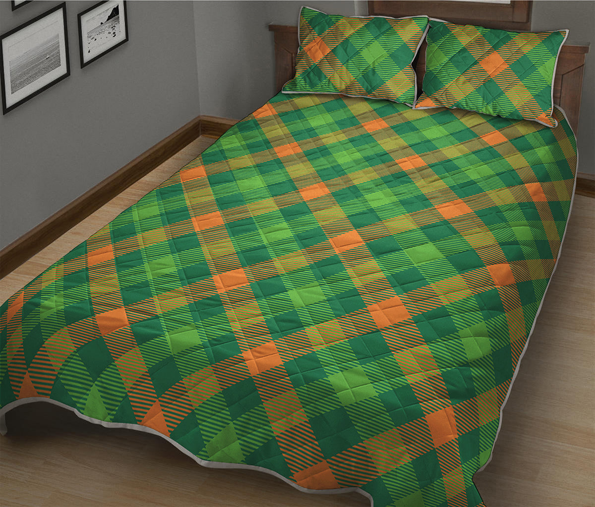 St. Patrick's Day Buffalo Pattern Print Quilt Bed Set