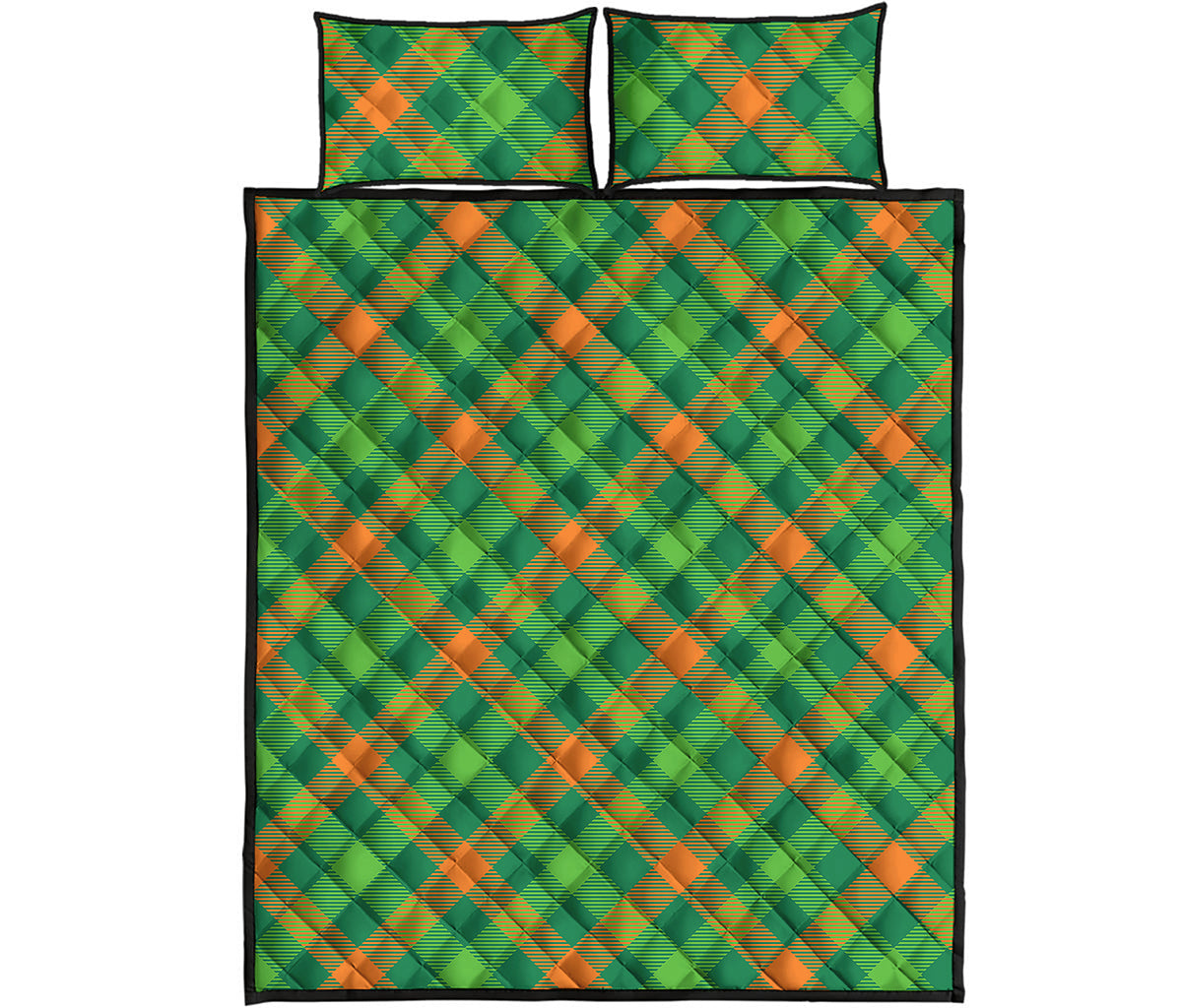 St. Patrick's Day Buffalo Pattern Print Quilt Bed Set