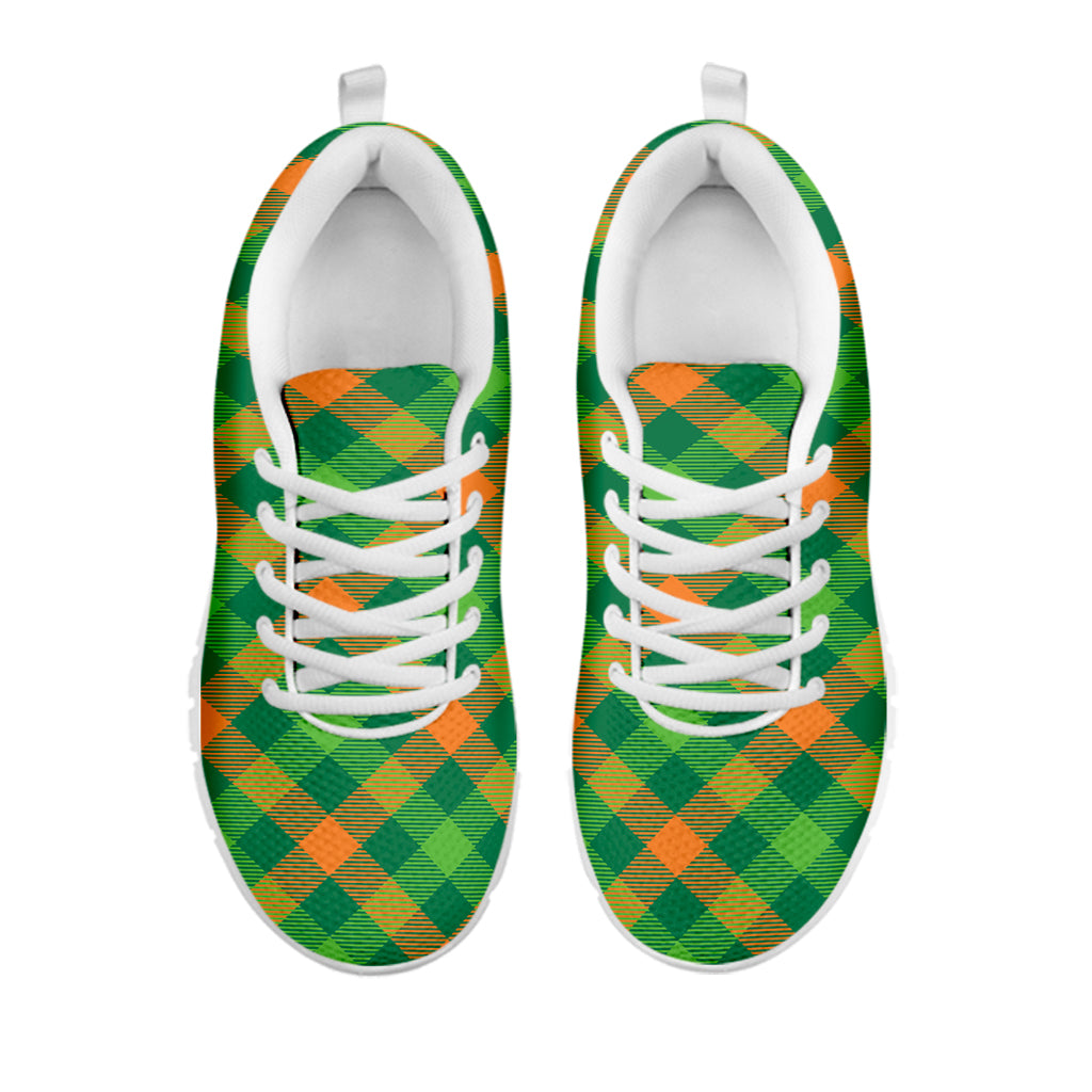 St. Patrick's Day Buffalo Pattern Print White Sneakers