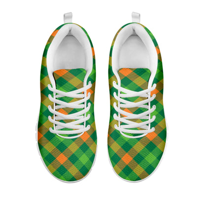 St. Patrick's Day Buffalo Pattern Print White Sneakers