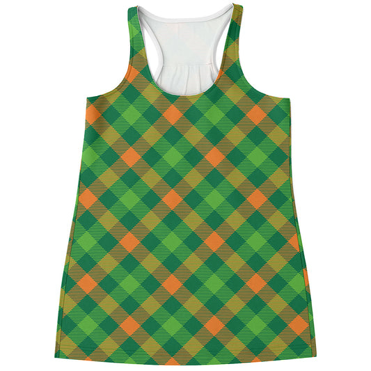 St. Patrick's Day Buffalo Pattern Print Women's Racerback Tank Top