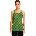 St. Patrick's Day Buffalo Pattern Print Women's Racerback Tank Top