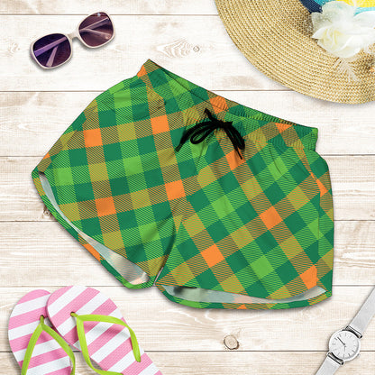 St. Patrick's Day Buffalo Pattern Print Women's Shorts