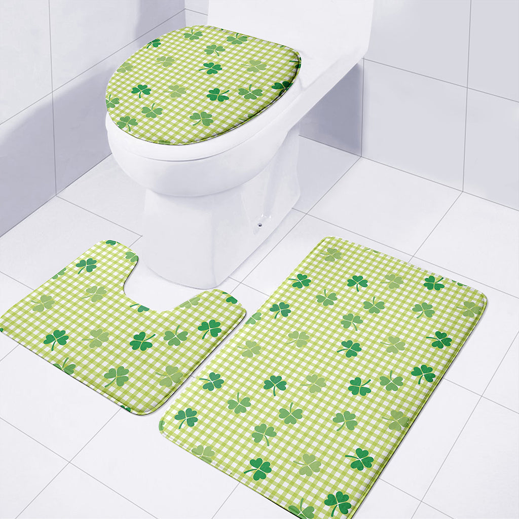 St. Patrick's Day Buffalo Plaid Print 3 Piece Bath Mat Set
