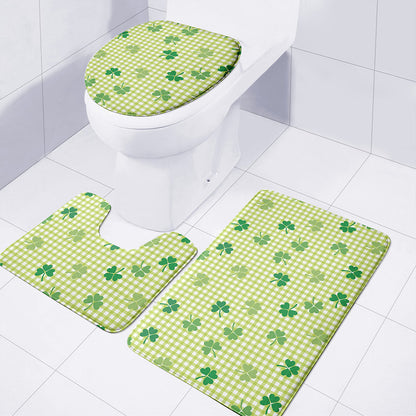 St. Patrick's Day Buffalo Plaid Print 3 Piece Bath Mat Set