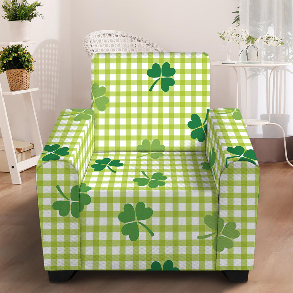 St. Patrick's Day Buffalo Plaid Print Armchair Slipcover