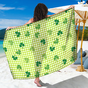 St. Patrick's Day Buffalo Plaid Print Beach Sarong Wrap