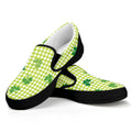 St. Patrick's Day Buffalo Plaid Print Black Slip On Sneakers