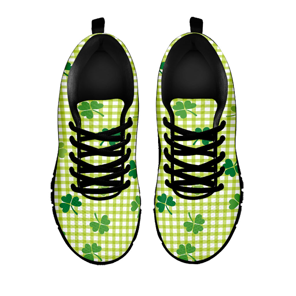 St. Patrick's Day Buffalo Plaid Print Black Sneakers