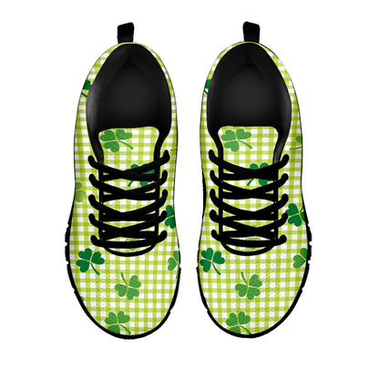 St. Patrick's Day Buffalo Plaid Print Black Sneakers