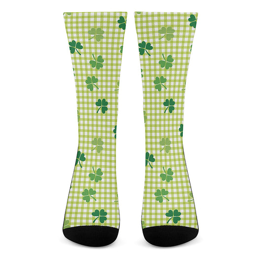 St. Patrick's Day Buffalo Plaid Print Crew Socks