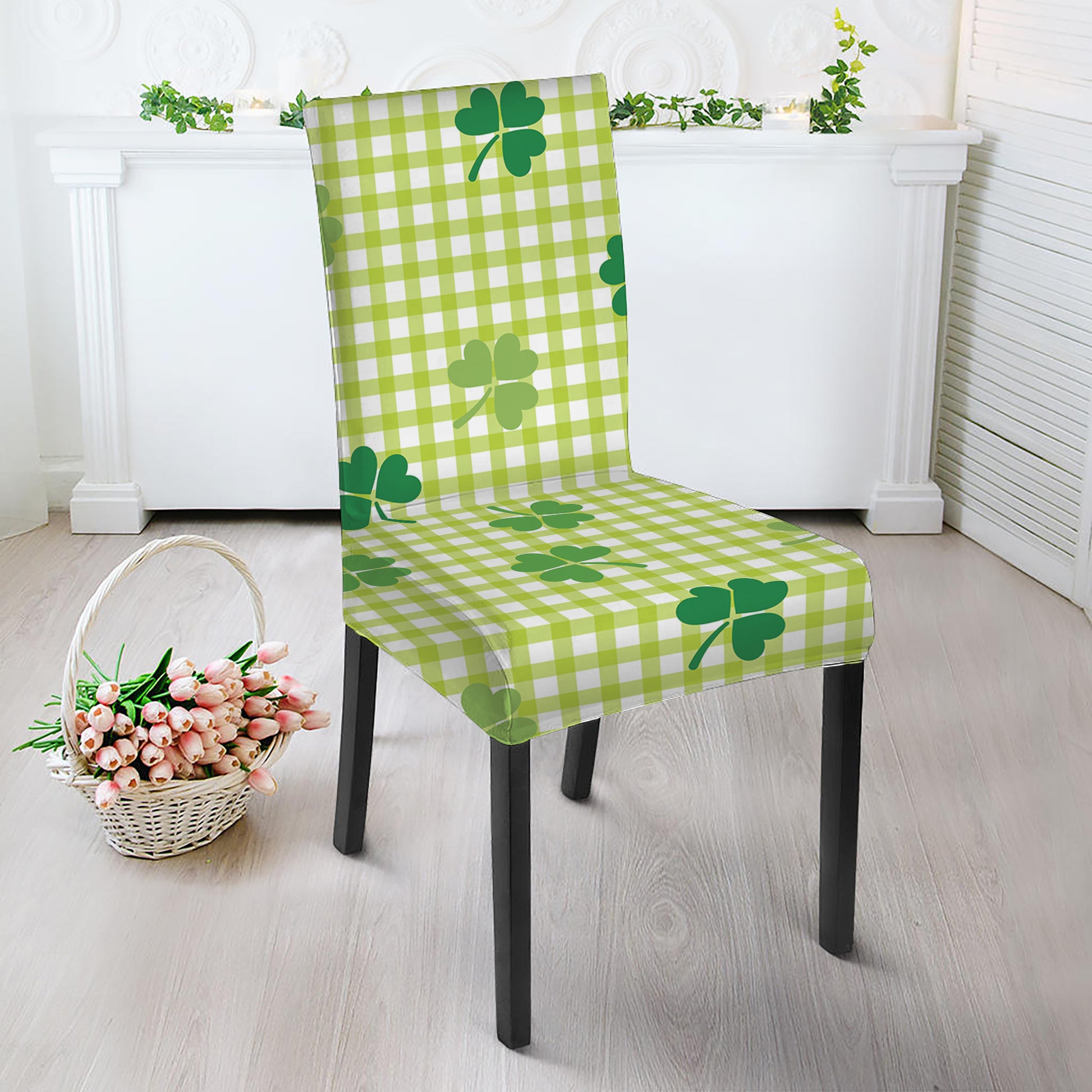 St. Patrick's Day Buffalo Plaid Print Dining Chair Slipcover