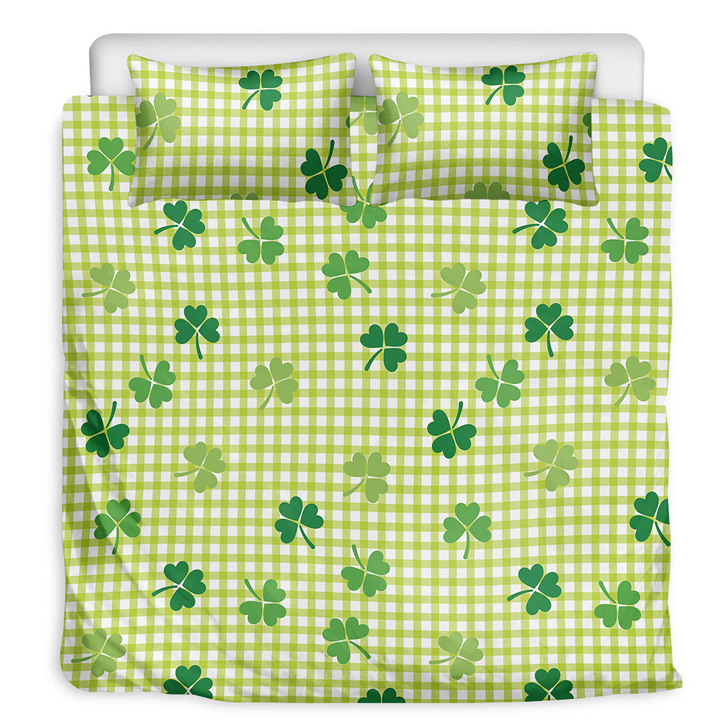 St. Patrick's Day Buffalo Plaid Print Duvet Cover Bedding Set