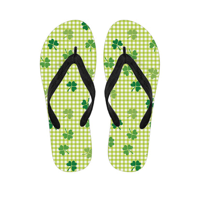 St. Patrick's Day Buffalo Plaid Print Flip Flops
