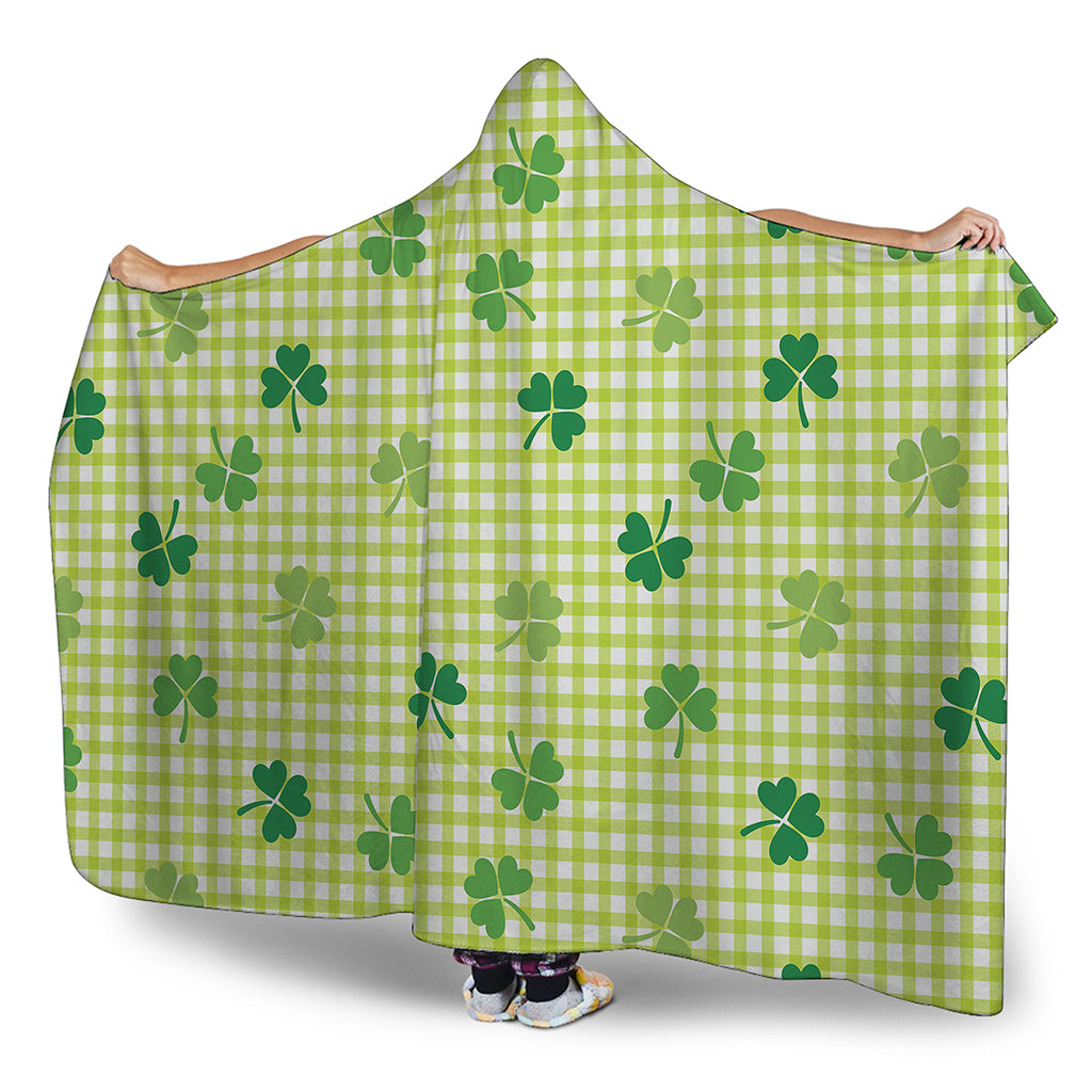 St. Patrick's Day Buffalo Plaid Print Hooded Blanket