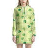 St. Patrick's Day Buffalo Plaid Print Hoodie Dress