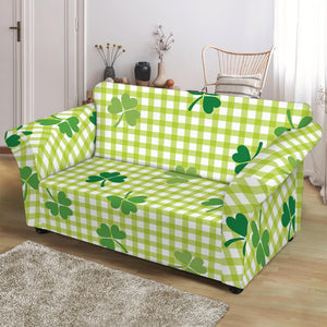 St. Patrick's Day Buffalo Plaid Print Loveseat Slipcover