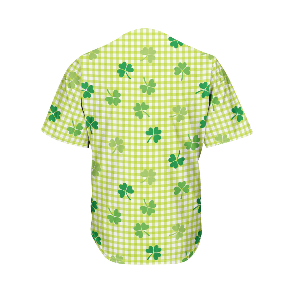 St. Patrick's Day Buffalo Plaid Print Men's Baseball Jersey