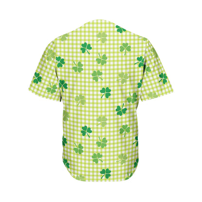St. Patrick's Day Buffalo Plaid Print Men's Baseball Jersey