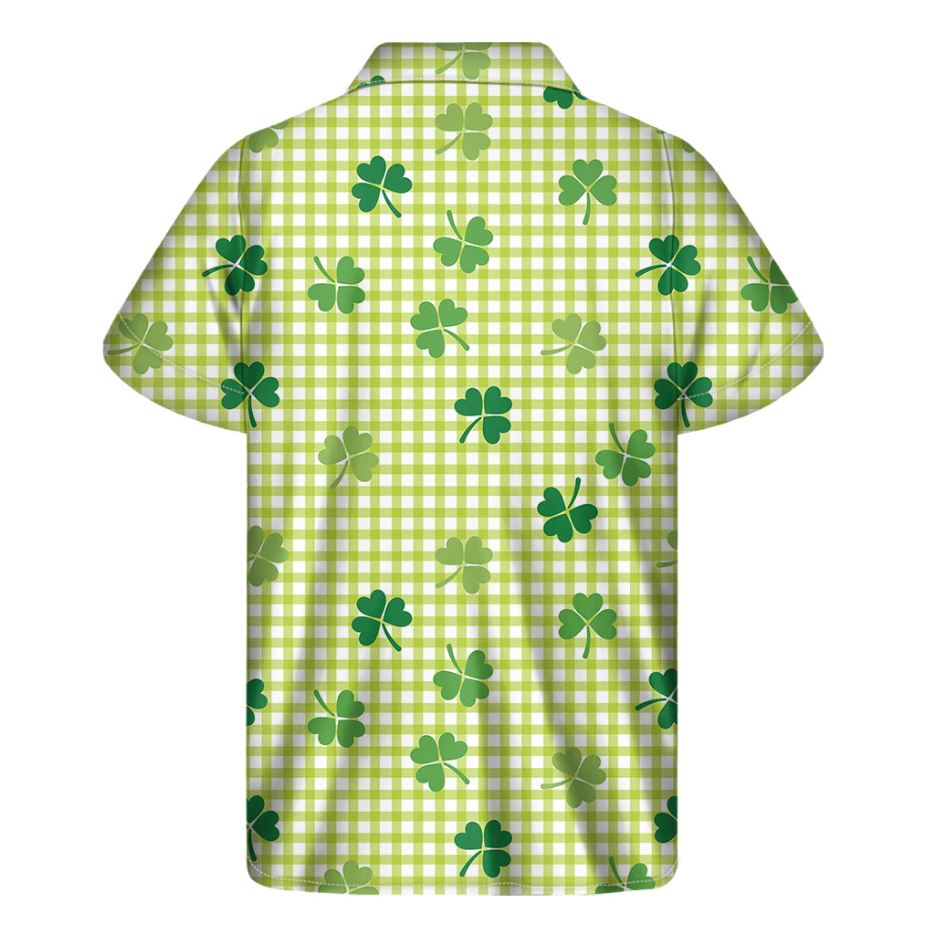 St. Patrick's Day Buffalo Plaid Print Men's Short Sleeve Shirt