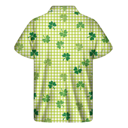 St. Patrick's Day Buffalo Plaid Print Men's Short Sleeve Shirt