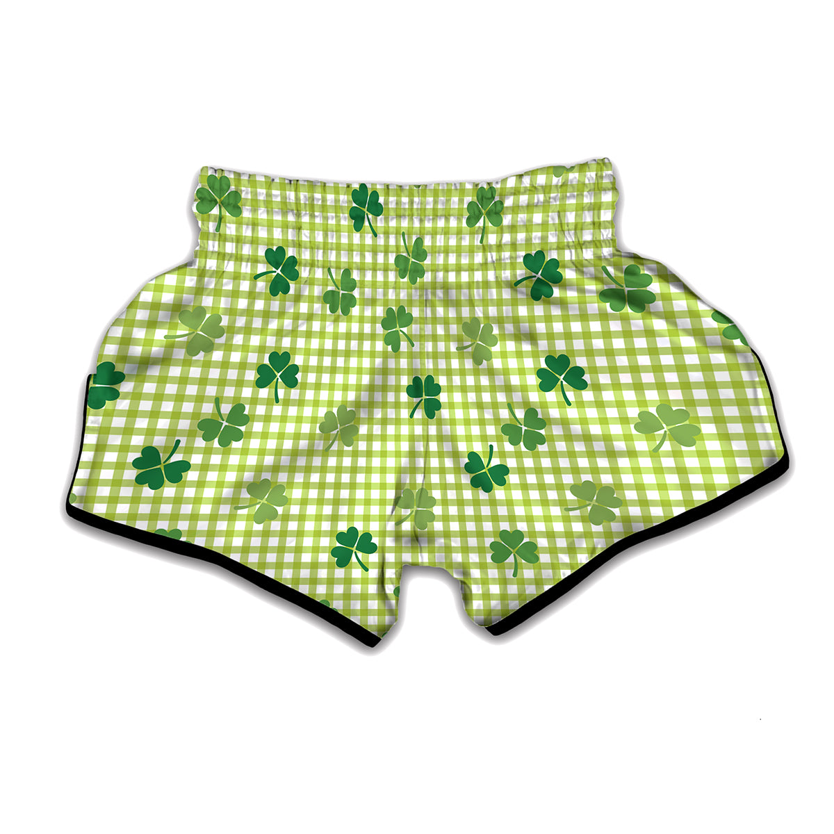 St. Patrick's Day Buffalo Plaid Print Muay Thai Boxing Shorts