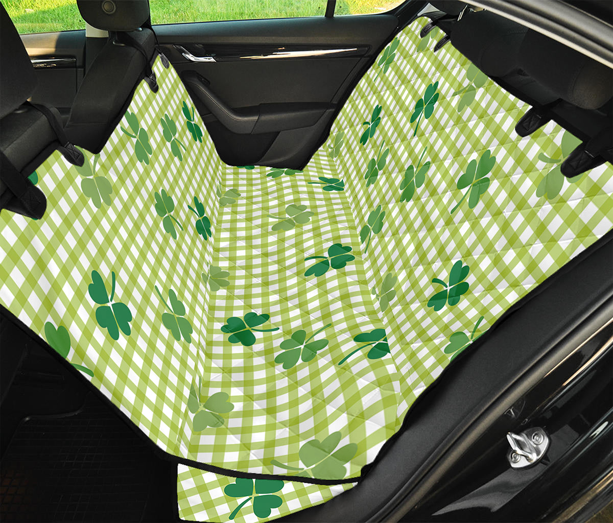 St. Patrick's Day Buffalo Plaid Print Pet Car Back Seat Cover