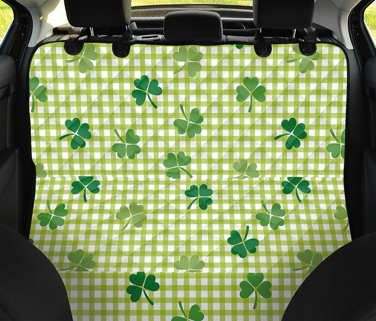 St. Patrick's Day Buffalo Plaid Print Pet Car Back Seat Cover