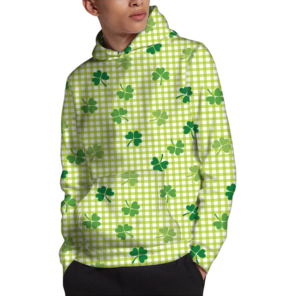 St. Patrick's Day Buffalo Plaid Print Pullover Hoodie