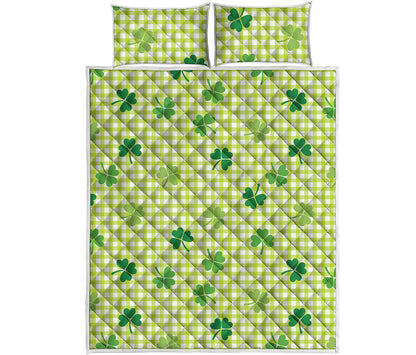 St. Patrick's Day Buffalo Plaid Print Quilt Bed Set