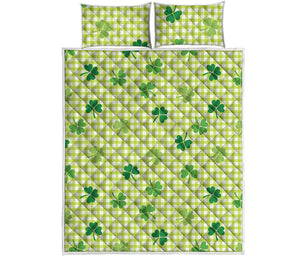 St. Patrick's Day Buffalo Plaid Print Quilt Bed Set