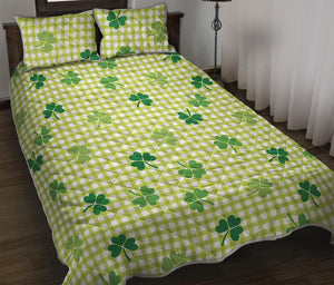 St. Patrick's Day Buffalo Plaid Print Quilt Bed Set