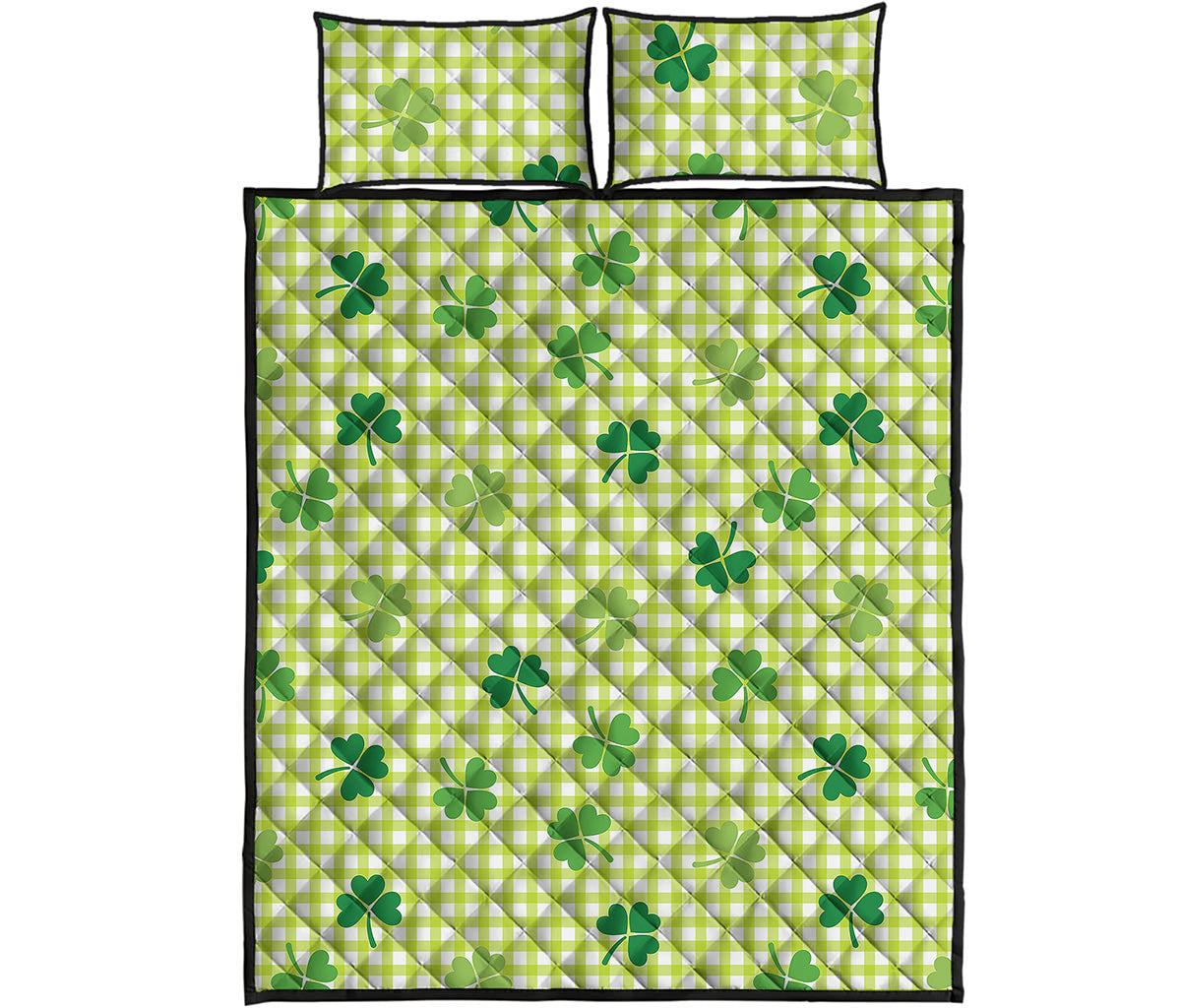 St. Patrick's Day Buffalo Plaid Print Quilt Bed Set