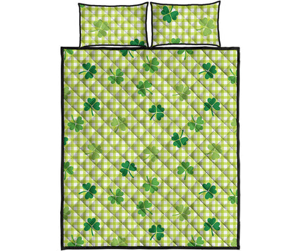 St. Patrick's Day Buffalo Plaid Print Quilt Bed Set