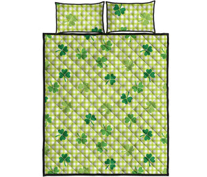 St. Patrick's Day Buffalo Plaid Print Quilt Bed Set