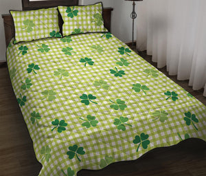 St. Patrick's Day Buffalo Plaid Print Quilt Bed Set