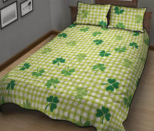 St. Patrick's Day Buffalo Plaid Print Quilt Bed Set