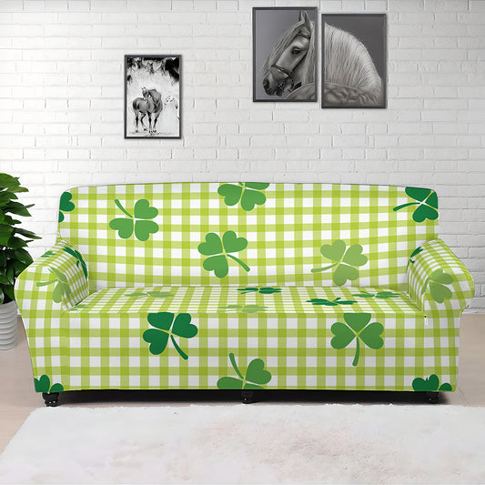 St. Patrick's Day Buffalo Plaid Print Sofa Cover