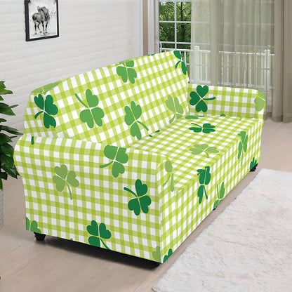 St. Patrick's Day Buffalo Plaid Print Sofa Cover
