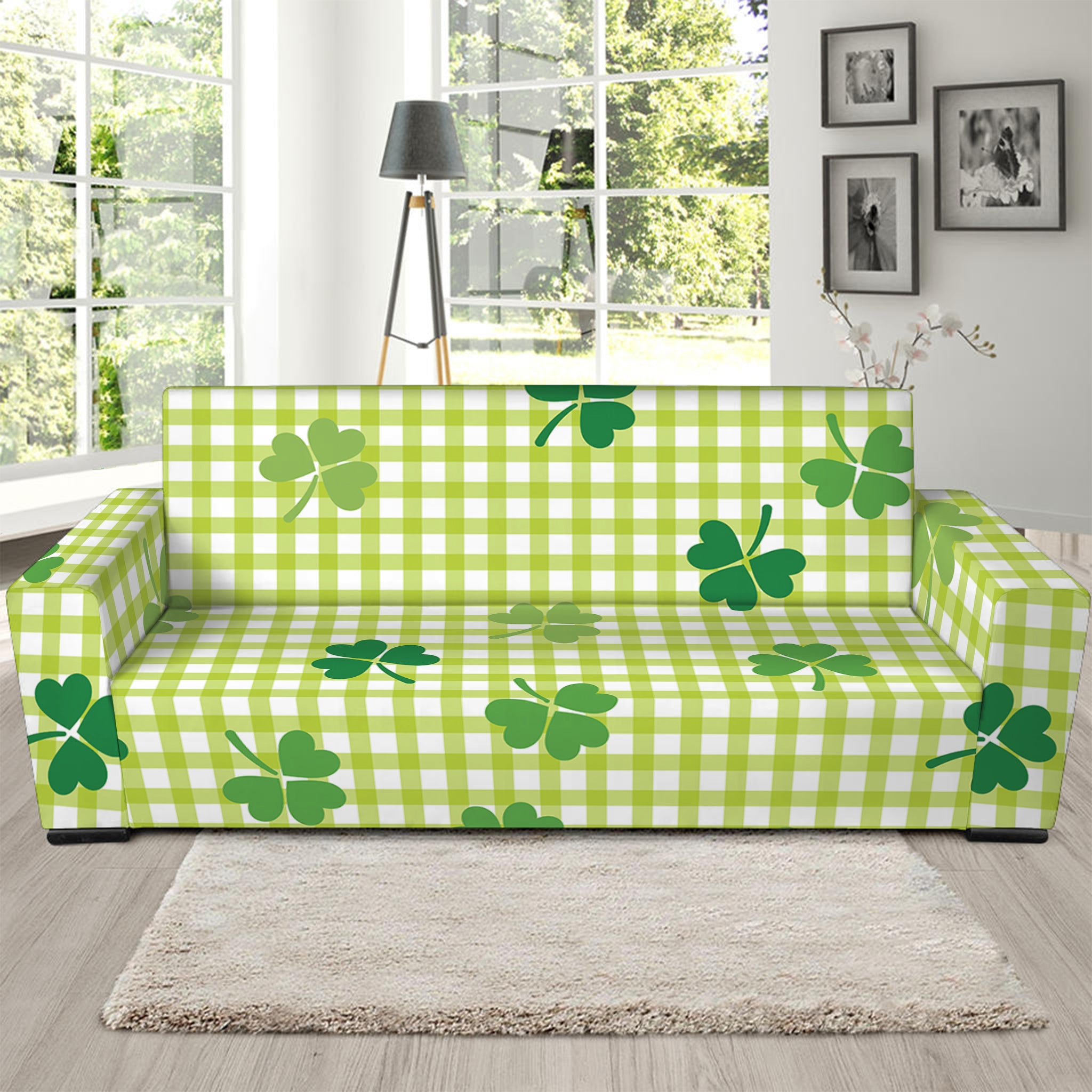 St. Patrick's Day Buffalo Plaid Print Sofa Slipcover