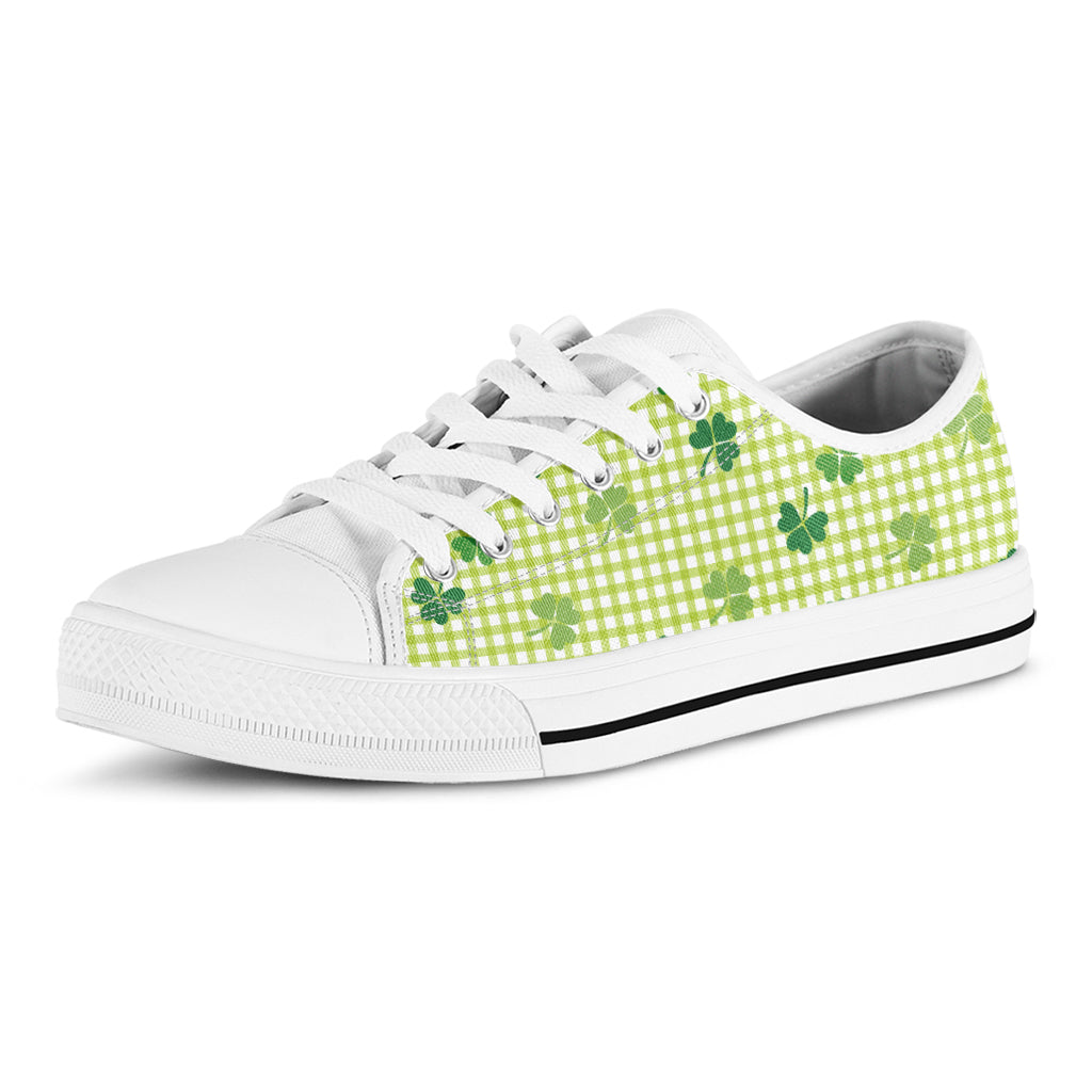 St. Patrick's Day Buffalo Plaid Print White Low Top Shoes