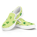 St. Patrick's Day Buffalo Plaid Print White Slip On Sneakers
