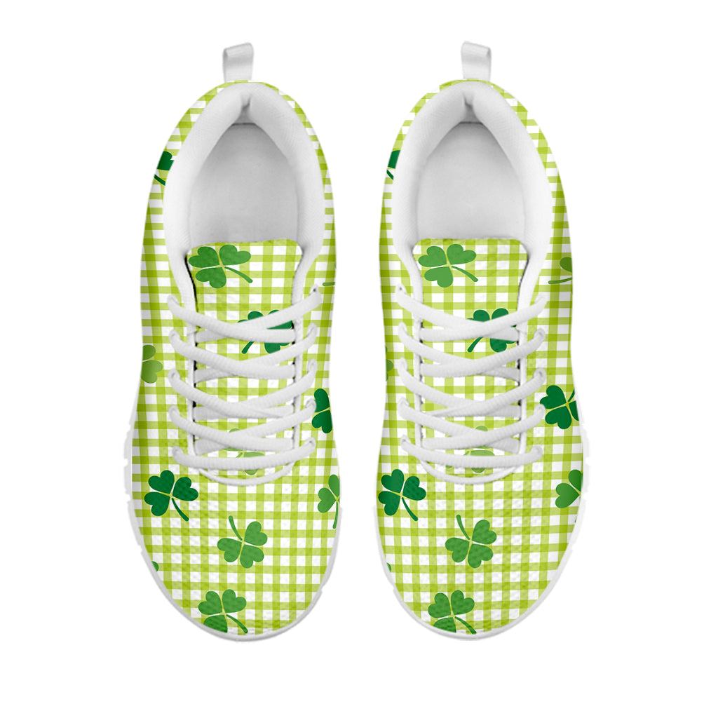 St. Patrick's Day Buffalo Plaid Print White Sneakers